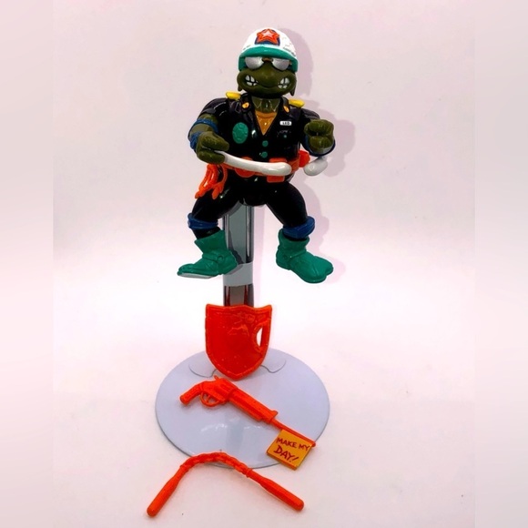 90S TMNT Make My Day Leo Action Figure 100% Complete w Accessories - Picture 1 of 4